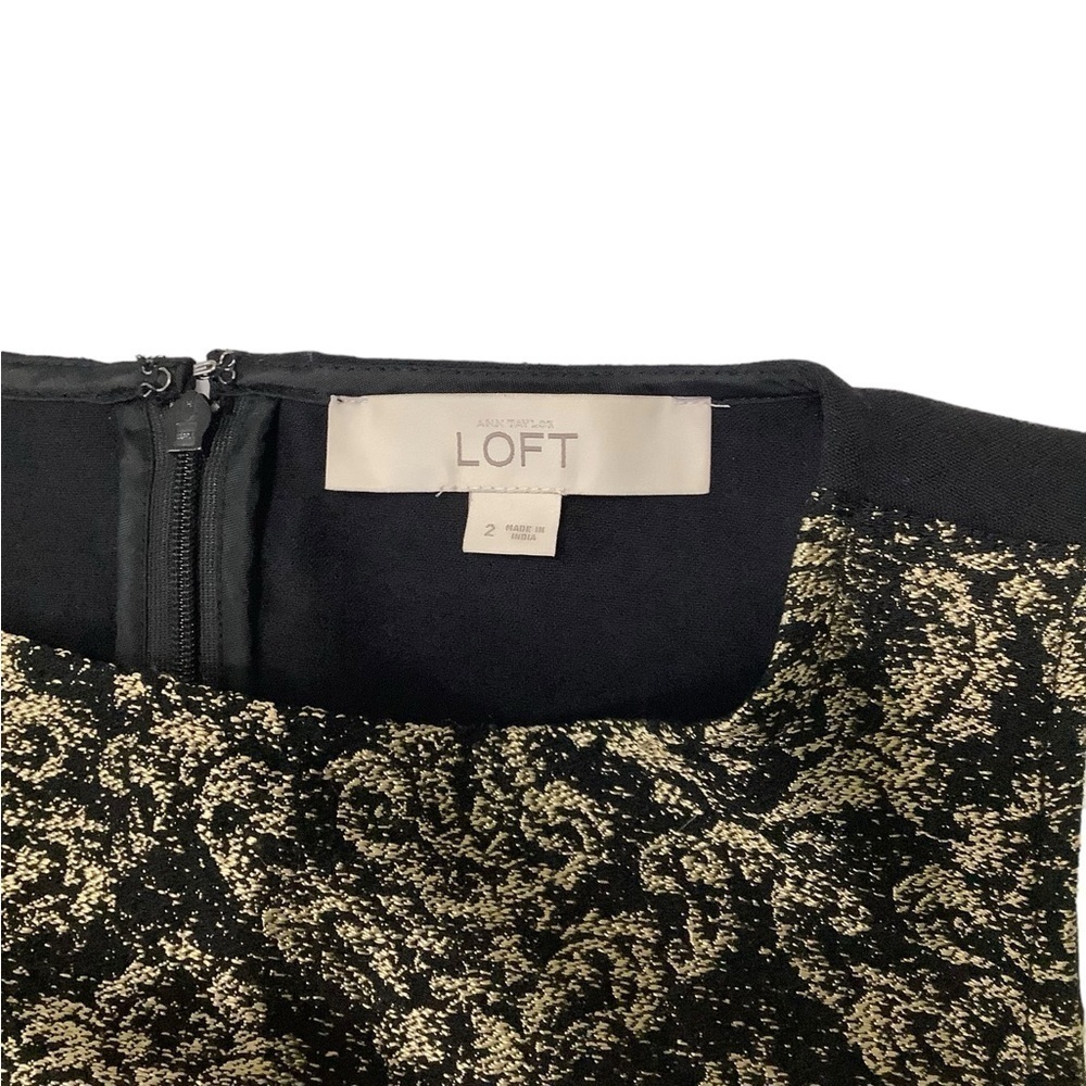 Loft Sleeveless Midi Dress Sz 2 Black Tan - Picture 4 of 8